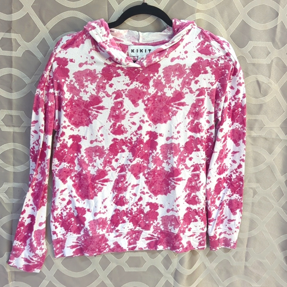 Kikit pink and white tie-dye hoodie